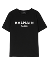 Balmain Metallic Logo-print T-shirt In Schwarz