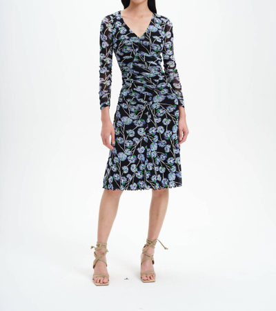 Diane Von Furstenberg Corinne Ruched Floral-print Mesh Midi Dress In Black