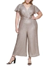 ELIZA J PLUS WOMENS SEQUINED WIDE-LEG JUMPSUIT