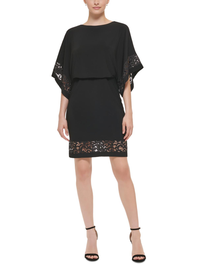 Jessica Howard Womens Lace Inset Above Knee Mini Dress In Black