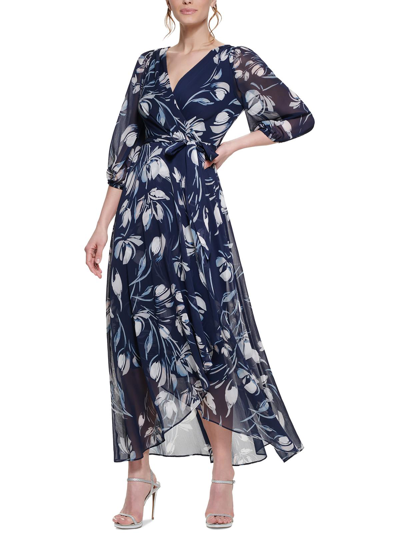 Dkny Womens Sheer Maxi Wrap Dress In Multi