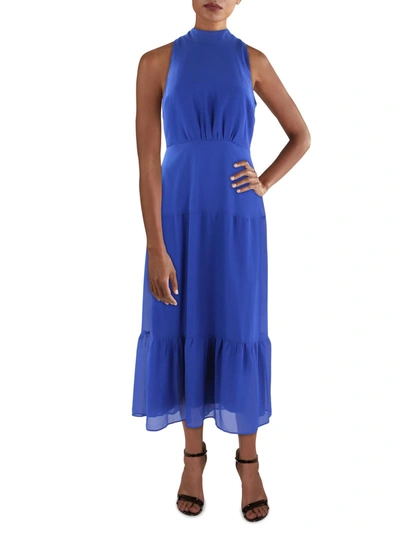 Sam Edelman Womens Chiffon Long Sheath Dress In Blue