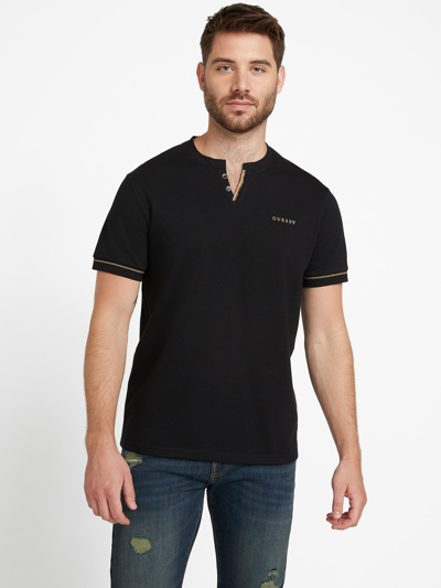 Guess Factory Eco Ricardo Henley Tee In Black