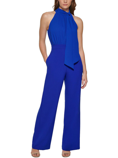 Vince Camuto Women's Chiffon Bow Halter Jumpsuit In Blue