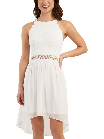 Bcx Juniors Womens Lace Hi-low Fit & Flare Dress In White