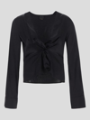 Pinko Knot-detail Silk Blouse In Black