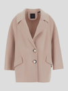 Pinko Single-breasted Wool Coat In Beige