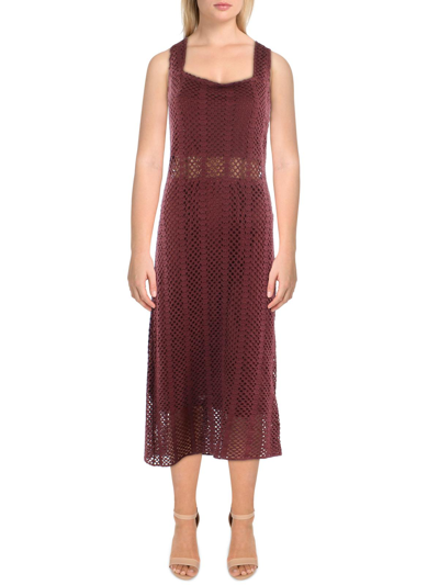 Lucy Paris Mia Womens Crochet Long Midi Dress In Brown