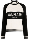 Balmain Monogram Jacquard Wool And Cotton-blend Sweater In Black