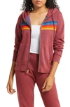 Aviator Nation 5-stripe Zip Hoodie In Plum 2