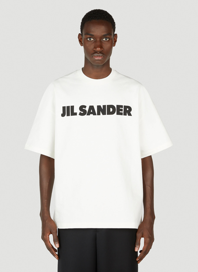 Jil Sander Logo Print T-shirt In Cream