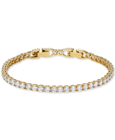 Swarovski Crystal Tennis Bracelet In Gold