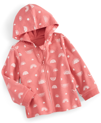 First Impressions Baby Girl Sunset Zip Up Hoodie, Created For Macy's In Rustic Rose