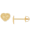 Macy's Children's Beaded Heart Stud Earrings In 14k Gold In Gold