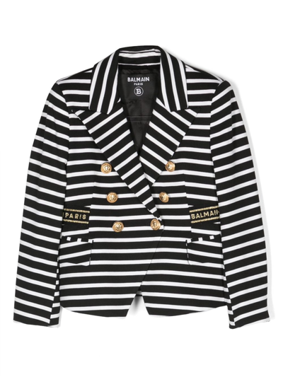 BALMAIN STRIPED DOUBLE-BREASTED BLAZER