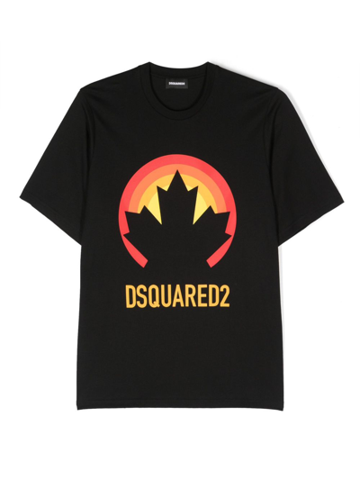 Dsquared2 Kids' Logo-print Cotton T-shirt In Nero