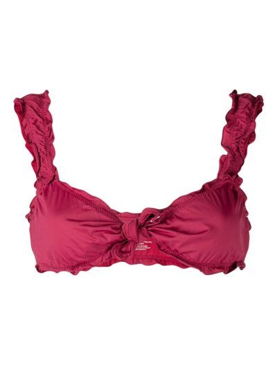 Frankies Bikinis Colby Knot-detail Bikini Top In Red