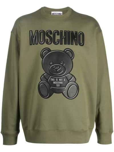Moschino Logo-print Organic-cotton Jumper In Green