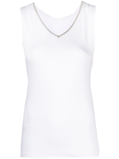 Fabiana Filippi Bead-embellished V-neck Tank Top In White