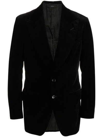 Tom Ford Velvet-effect Single-breasted Blazer In Black