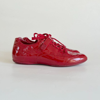 Pre-owned Louis Vuitton Red Patent Leather Oxford Sneaker Lace Up Shoes