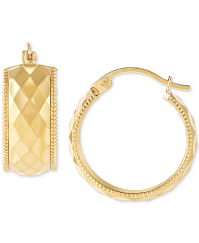 Macy's Wide Width Patterned Small Hoop Earrings In 10k Gold, 1"