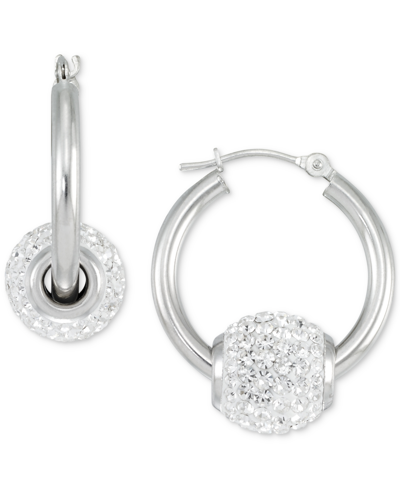 Macy's Crystal Fireball Hoop Earrings In 10k Gold In White Gold
