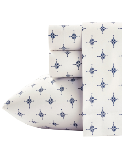 Poppy & Fritz Printed Cotton Percale 3-pc. Sheet Set, Twin In Compass