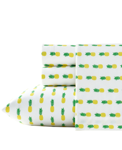 Poppy & Fritz Printed Cotton Percale 3-pc. Sheet Set, Twin In Pineapples