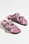 Birkenstock Arizona Big Buckle Shearling  Sandals In Lavender Oiled Leather