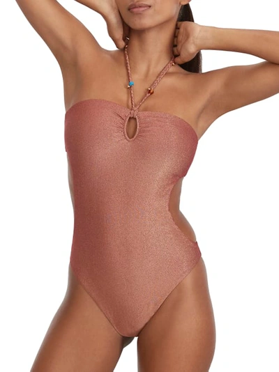 Wolford High-shine Disco Multiway One-piece In Bronze