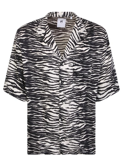 Pt Torino Zebra-print Shirt In White,black