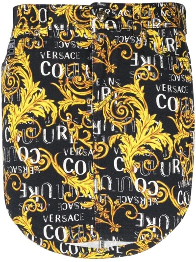 Versace Jeans Couture Barocco-print Denim Skirt In Multicolour