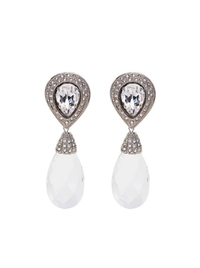 Alessandra Rich Crystal Drop Earrings In Cream