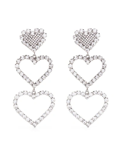 Alessandra Rich Crystal Drop Earrings In Silver