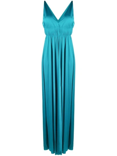 P.a.r.o.s.h. V-neck Pleated Maxi Dress In Blue