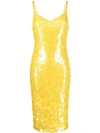P.a.r.o.s.h Sequin-embellished Midi Dress In Yellow