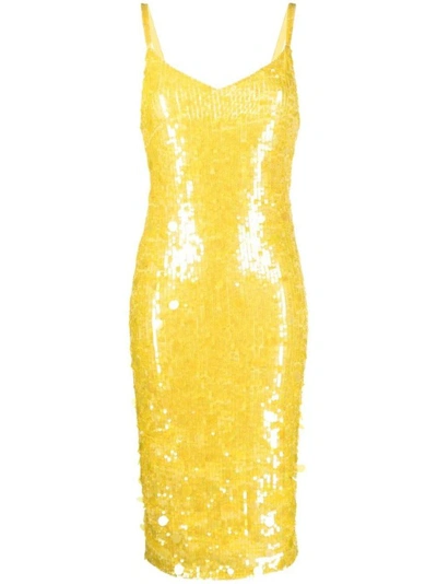 P.a.r.o.s.h Sequin-embellished Midi Dress In Yellow