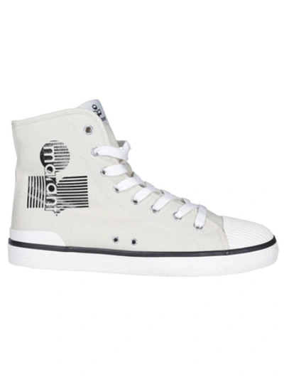 Isabel Marant Mens White Cotton Hi Top Sneakers In Beige