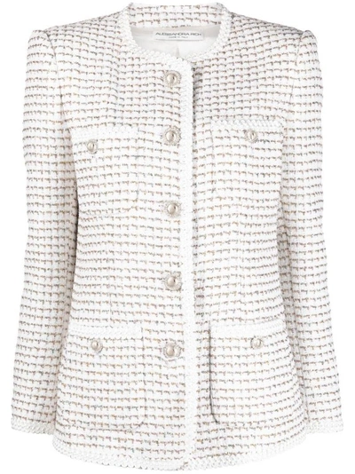 Alessandra Rich Round-neck Buttoned Jacket In White