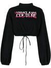 Versace Jeans Couture Black Embroidered Sweatshirt In Black