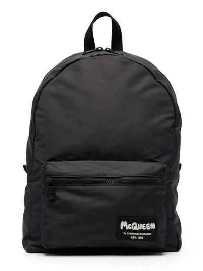 Alexander Mcqueen Black Logo Backpack