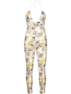 Versace Jeans Couture White & Yellow Printed Jumpsuit