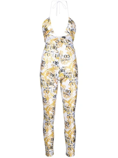 Versace Jeans Couture White & Yellow Printed Jumpsuit