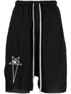 RICK OWENS LOGO-EMBROIDERED KNEE-LENGTH SHORTS