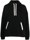 Palm Angels Relaxed-fit Cotton Hoodie With Contrasting Drawstrings In Black