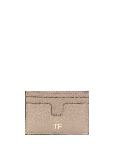 Tom Ford Tf-plaque Leather Cardholder In Neutrals