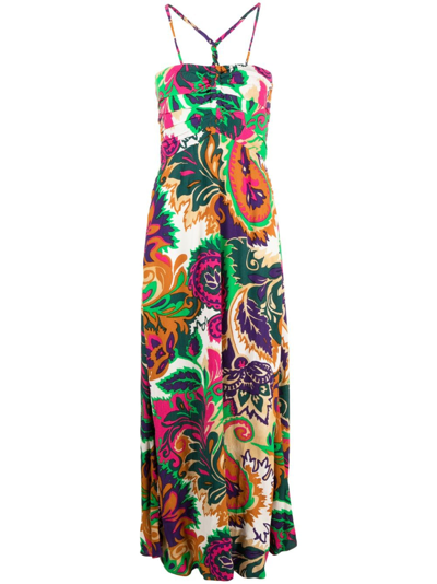 Ba&sh Paisley-print Halterneck Maxi Dress In Green