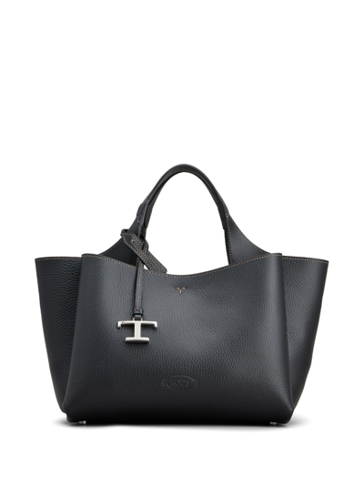 Tod's Logo-pendant Leather Shoulder Bag In Black