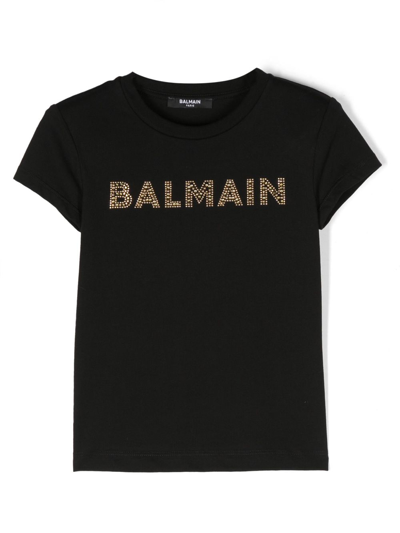 Balmain Kids' Logo-embellished Cotton T-shirt In Black